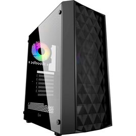  Корпус Powercase Diamond Mesh LED, Tempered Glass, 1x 120mm 5-color fan, чёрный, ATX  (CMDM-L1) 