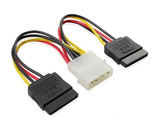  Кабель питания SATA Gembird/Cablexpert CC-SATA-PSY2, 15см, molex 4pin/molex4pin+sata 15pin, на 2 уст 