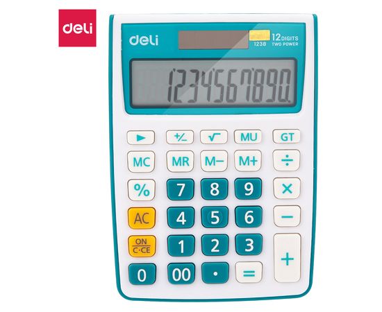  Калькулятор настольный Deli E1238/Blue синий 