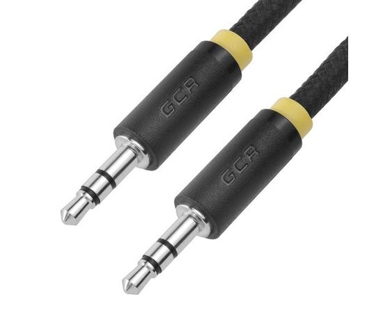  Аудио-кабель Greenconnect Premium GCR-AVC8114-1.0m) jack 3,5mm/jack 3,5mm, нейлон, ультрагибкий, 28 AWG, M/M, экран 1м черный, желтая окантовка 