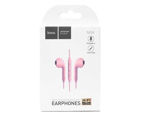  Проводные наушники с микрофоном вкладыши Hoco M55 Memory sound, 3.5 Jack (pink) 