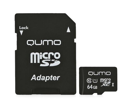  Карта флэш-памяти MicroSD 64 Гб Qumo +SD адаптер Pro seria UHS-1 U3 