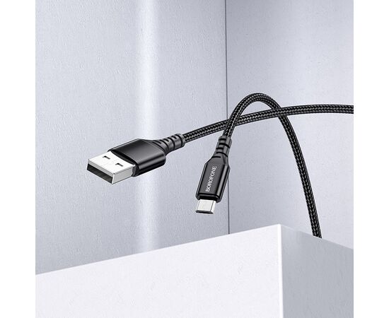  Кабель USB - micro USB Borofone BX54 Ultra bright, 100 см 2,4А (black) (133819) 