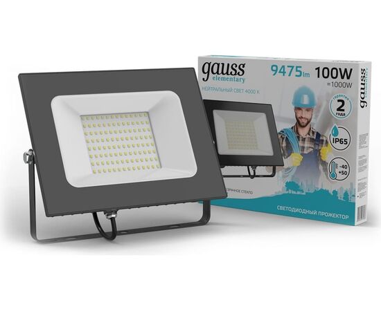  Прожектор уличный Gauss Elementary 613100110 светодиодный 100Вт корп.алюм.черный 