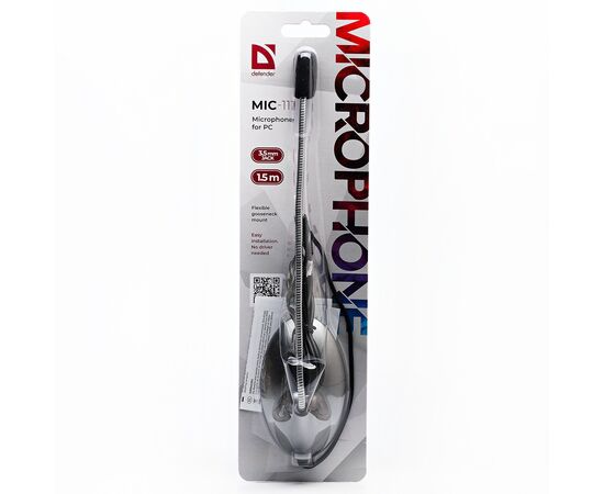  Микрофон Defender MIC-111 конденсаторный, настольный (grey)(133947) 