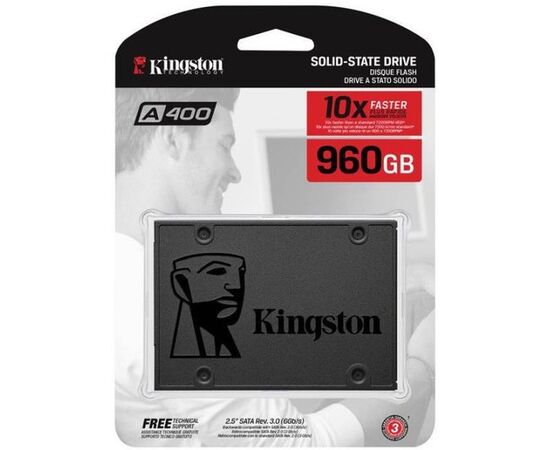  SSD Kingston 2.5" 960GB SATA3 (SA400S37/960G) A400, box  (7 mm, TLC, Phison PS3111-S11, R/W: up to 500/450MB/s, MTBF: 1M hrs, 300 TBW) 