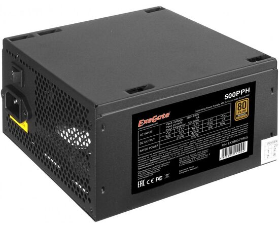  Блок питания ExeGate 500PPH-OEM EX280577RUS-OEM 500W, 80+Bronze, ATX, black, APFC, 12cm, 24p, (4+4)p, 5*SATA, 3*IDE 