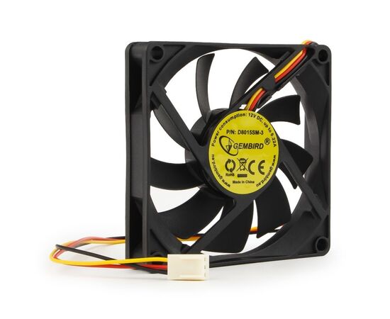  Вентилятор 80 мм Gembird D8015SM-3, 80x80x15, 3 pin, 2600 rpm, SB (sleeve bearing), провод 30 см 