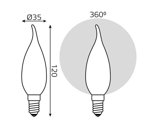  Лампа светодиодная Gauss Filament 104201209-D 9Вт цок.E14 свеча 220B 4100K св.свечения белый нейтральный уп/10шт 