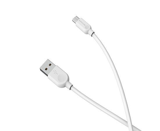  Кабель USB - микро USB Borofone BX14, 2.0м, круглый, 2.4A, силикон, цвет: белый (1/200) 