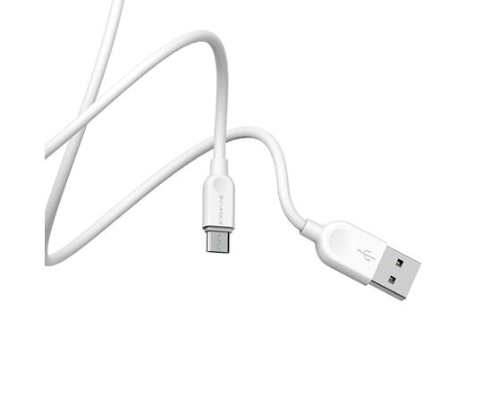  Кабель USB - микро USB Borofone BX14, 2.0м, круглый, 2.4A, силикон, цвет: белый (1/200) 