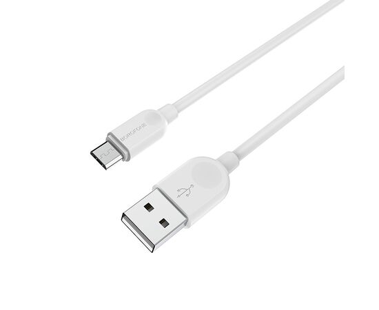  Кабель USB - микро USB Borofone BX14, 2.0м, круглый, 2.4A, силикон, цвет: белый (1/200) 
