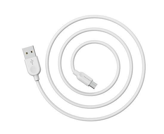  Кабель USB - микро USB Borofone BX14, 2.0м, круглый, 2.4A, силикон, цвет: белый (1/200) 