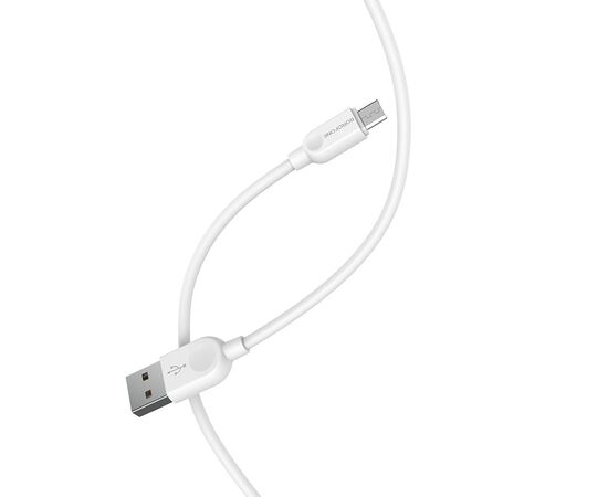  Кабель USB - микро USB Borofone BX14, 2.0м, круглый, 2.4A, силикон, цвет: белый (1/200) 