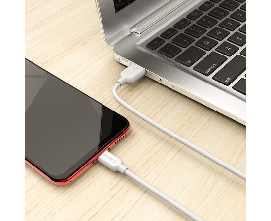  Кабель USB - микро USB Borofone BX14, 2.0м, круглый, 2.4A, силикон, цвет: белый (1/200) 