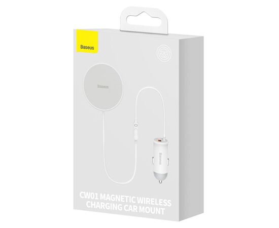  Автомобильный держатель BASEUS CW01 Magnetic + АЗУ USB, магнитный с беспроводной зарядкой, 40W, на воздуховод, белый 