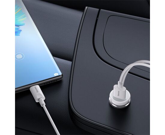  Автомобильный держатель BASEUS CW01 Magnetic + АЗУ USB, магнитный с беспроводной зарядкой, 40W, на воздуховод, белый 