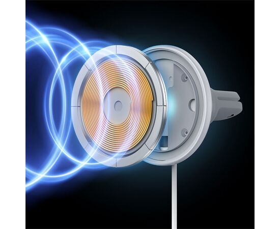  Автомобильный держатель BASEUS CW01 Magnetic + АЗУ USB, магнитный с беспроводной зарядкой, 40W, на воздуховод, белый 