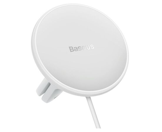  Автомобильный держатель BASEUS CW01 Magnetic + АЗУ USB, магнитный с беспроводной зарядкой, 40W, на воздуховод, белый 