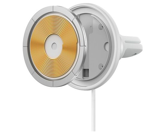  Автомобильный держатель BASEUS CW01 Magnetic + АЗУ USB, магнитный с беспроводной зарядкой, 40W, на воздуховод, белый 