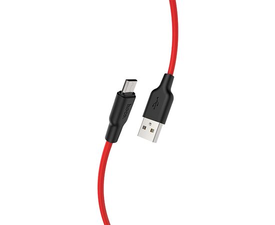  Кабель USB HOCO X21 Plus Silicone USB - MicroUSB, 2.4А, 1 м, красный+черный 