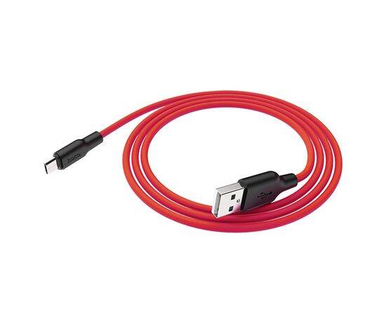 Кабель USB HOCO X21 Plus Silicone USB - MicroUSB, 2.4А, 1 м, красный+черный 