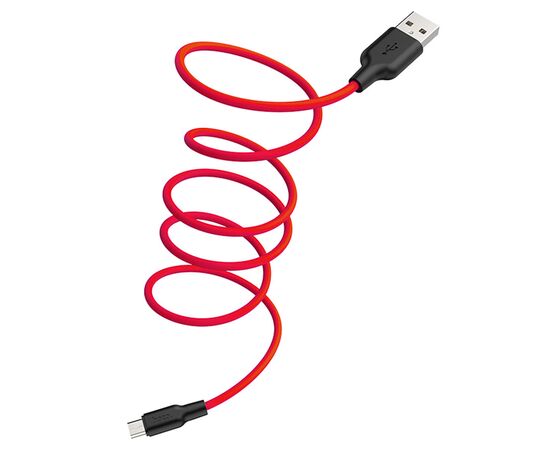  Кабель USB HOCO X21 Plus Silicone USB - MicroUSB, 2.4А, 1 м, красный+черный 