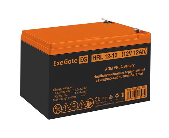  Аккумуляторная батарея ExeGate HRL 12-12 (12V 12Ah 1251W, клеммы F2) 285661 