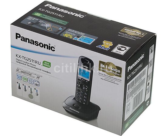  Радиотелефон Dect Panasonic KX-TG2511RUN платиновый/черный АОН 