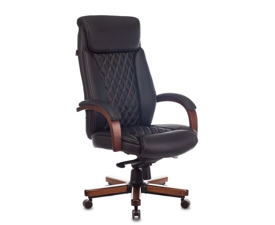  Кресло Бюрократ T-9924Walnut (T-9924Walnut/Black) кожа черный 