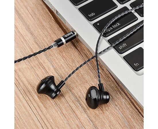 Проводные наушники с микрофоном вкладыши Hoco M18 Goss metal universal, 3.5 Jack (black) 