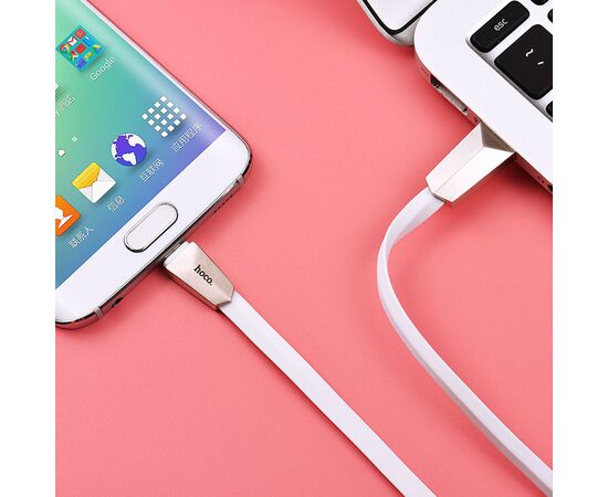  Кабель USB HOCO X4 Zinc Alloy USB - MicroUSB, 2.4А, 1.2 м, белый 