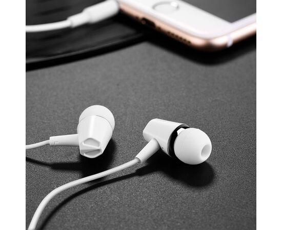  Наушники вакуумные AUX разъём с МК без рег.громкости длина 1.2м Hoco M34 Honor (White) 