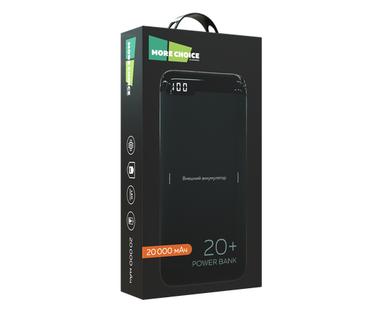  Внешний аккумулятор 20000mAh 2USB 2.1A More choice PB19-20 (Black) 