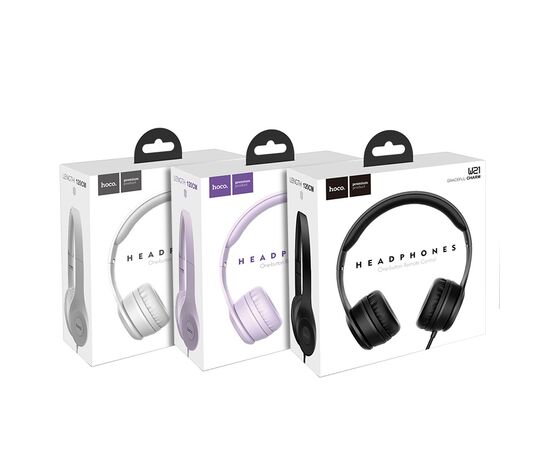  Наушники полноразмерные HOCO W21 Graceful charm wire control. (Purple) 