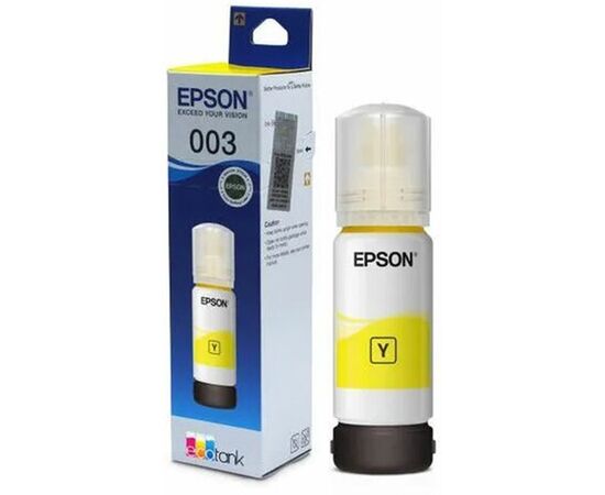 Чернила Epson 003 C13T00V498 65 мл, желтый, оригинальные для Epson L3100, L3101, L3110, L3150, L3151, L3156, L3160, L3260, L3266, L5190, L5290 