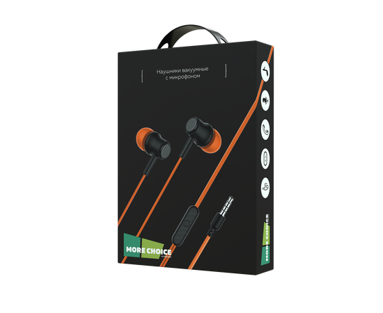  PURE Наушники вакуумные AUX разъём с МК без рег.громкости длина 1.2м More choice G16 (Orange) 