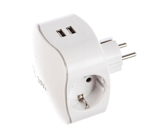  Разветвитель электрический ЭРА SP-3e-USB-2A (Б0015243) на 3 розетки белый 