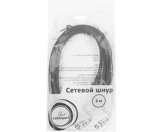  Кабель питания Cablexpert PC-189-1-3M сист.блок-монитор C13-C14 3x1кв.мм 3м черный 