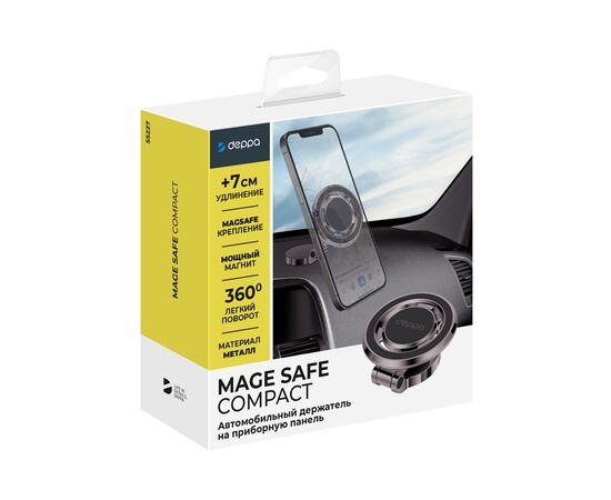  Автомобильный держатель Mage Safe Compact для iPhone, магнитный, Deppa, 55227 