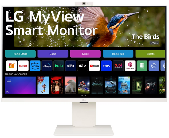  Монитор LG MyView 32SR85U-W LCD 31.5'' 4K UHD Smart Monitor, IPS, 400cd/m2, 16:9, 5мс (GtG), 60Hz, 178/178, speakers 5Wx2, webcamera, внешний БП, USB 