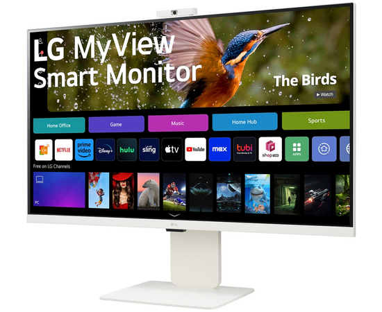  Монитор LG MyView 32SR85U-W LCD 31.5'' 4K UHD Smart Monitor, IPS, 400cd/m2, 16:9, 5мс (GtG), 60Hz, 178/178, speakers 5Wx2, webcamera, внешний БП, USB 