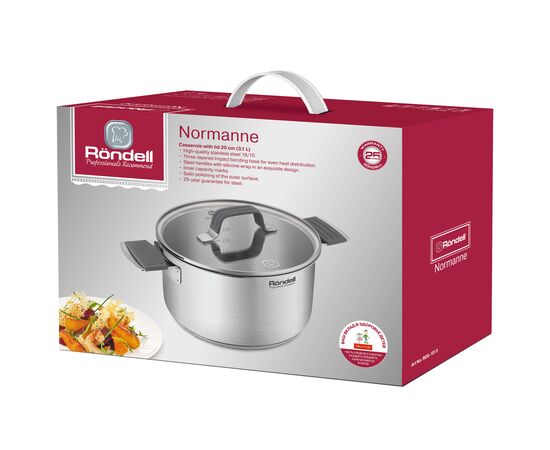  Кастрюля Rondell Normanne RDS-1813 3.1л с крышкой стальной 