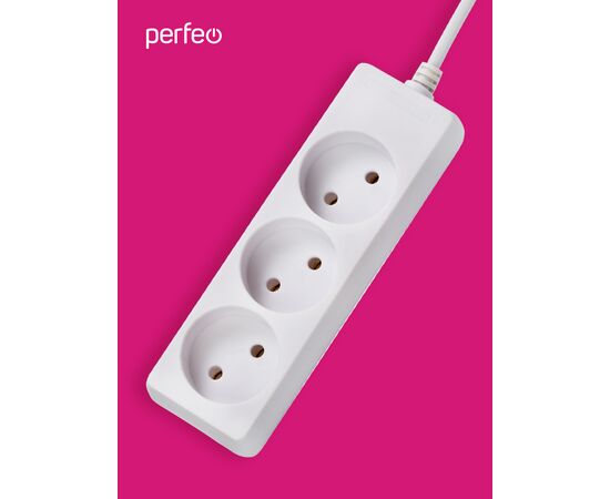  Сетевой удлинитель без заземления Perfeo "POWERLIGHT", 1,5м, 3 розетки, белый (PF-PL-3/1,5-W) 