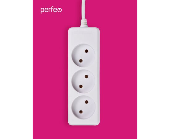  Сетевой удлинитель без заземления Perfeo "POWERLIGHT", 1,5м, 3 розетки, белый (PF-PL-3/1,5-W) 