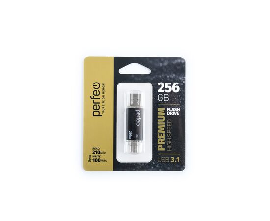  Флешка Perfeo 3.1 256GB C16 черная Type A+C 