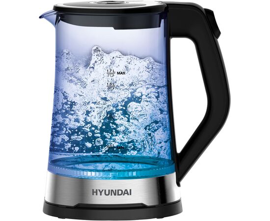  Электрочайник Hyundai HYK-G3401 черный/серебристый 