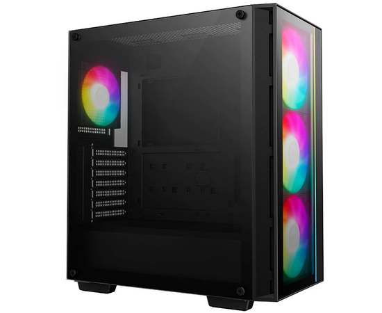  Корпус Deepcool Matrexx 55 V4 без БП, боковое окно (закаленное стекло), 3xARGB LED 140мм вентилятора спереди, 1xARGB LED 120мм вентилятор сзади, черны 