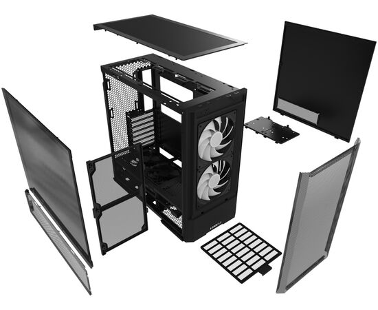  Корпус Lian Li Lancool 207 / Black / (G99.LAN207RX.10RS) Mid-Tower, TG / 2x 140mm ARGB + 2x 120mm non LED fans inc. 